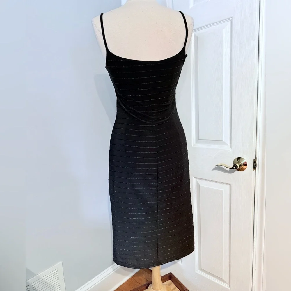 XOXO Black Ribbed Midi Slip Dress - Picture 5 of 6